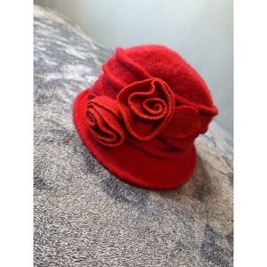 Lawliet 3D Flower Bucket Hat 100% Wool‎ Womens One Size Red  VTG Inspired ...